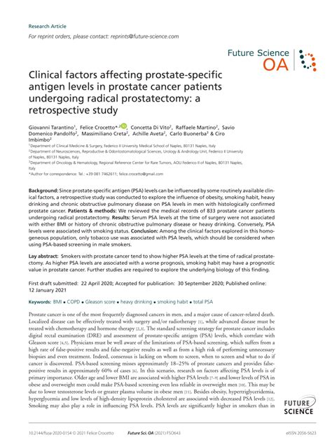Clinical factors affecting prostate.